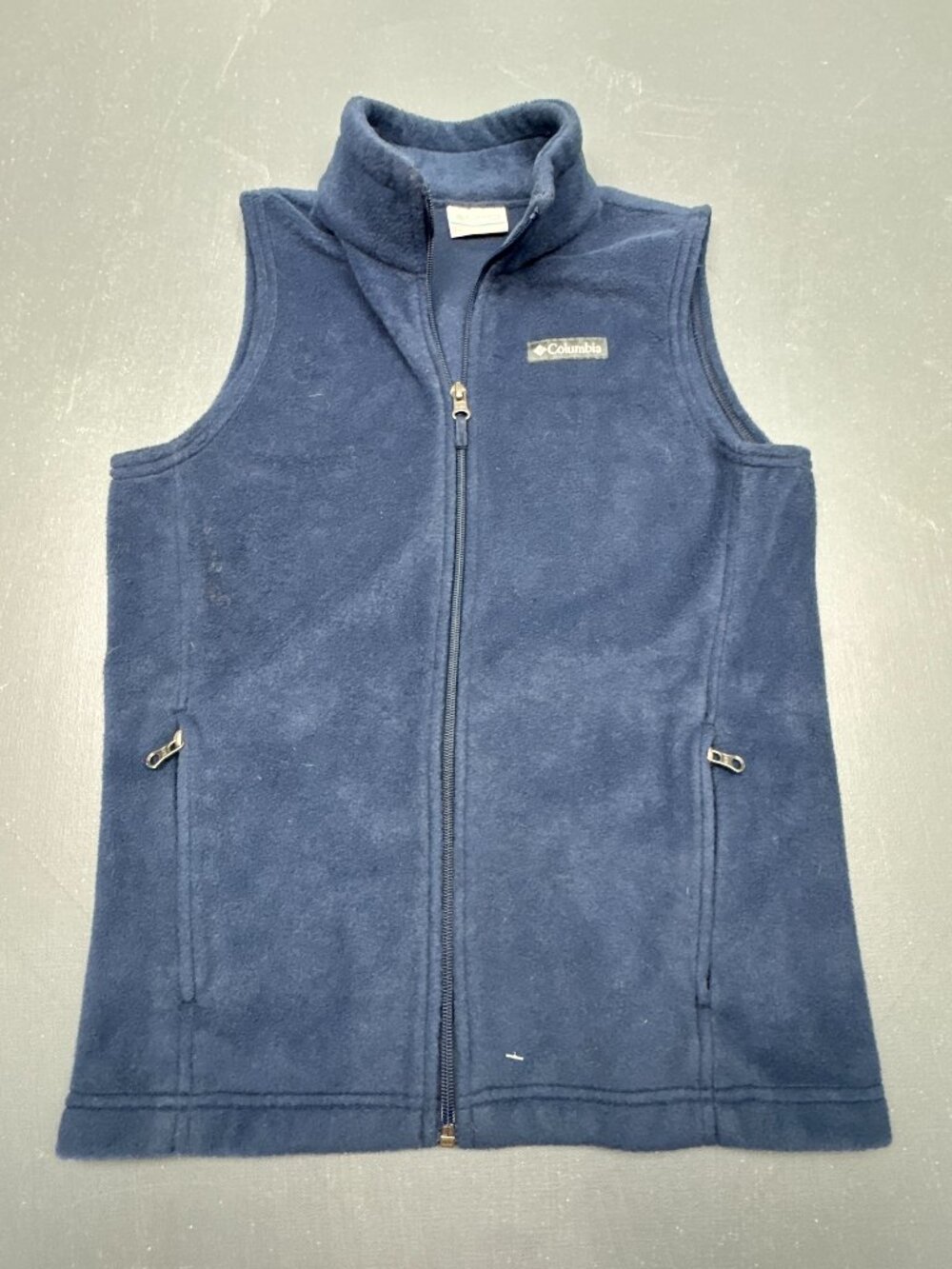 Columbia Kids Navy Blue Fleece Vest Full Zip Sleeveless Jacket Size Medium 10/12
